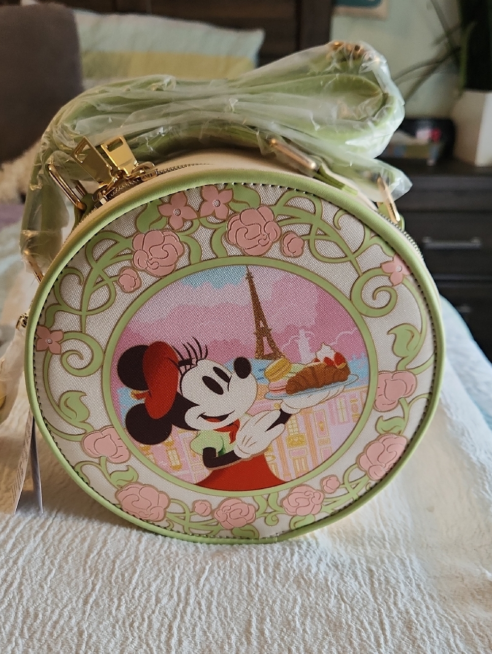 Minnie Mouse Round Crossbody Bag - Pink & Green Epcot France